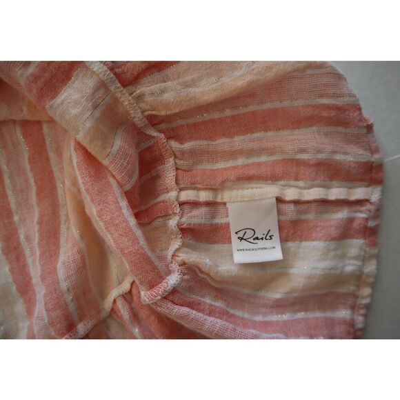 RAILS Women's Sz XS Mira Apricot Stripe Linen Blend Sleeveless Peplum Top - Picture 5 of 7